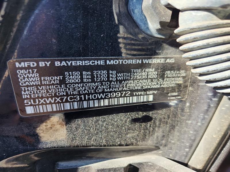53280486 :رقم المزاد ، 5UXWX7C31H0W39972 vin ، 2017 Bmw X3 مزاد بيع