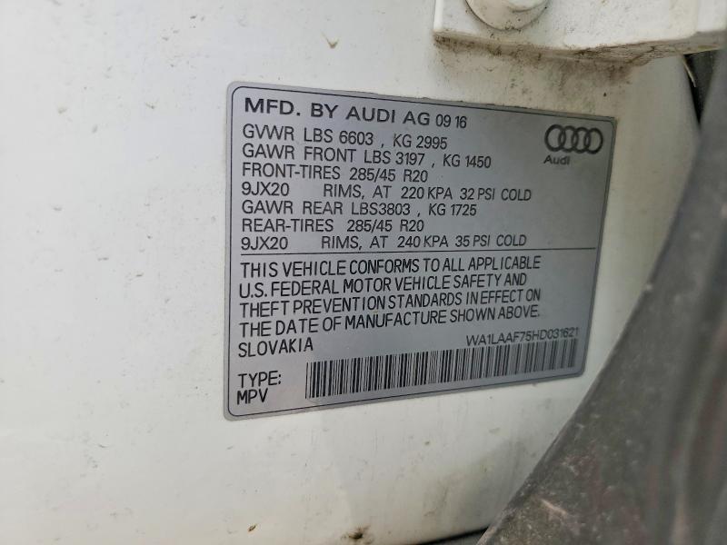 Aukcja sprzedaży 2017 Audi Q7, vin: WA1LAAF75HD031621, numer aukcji: 54904656