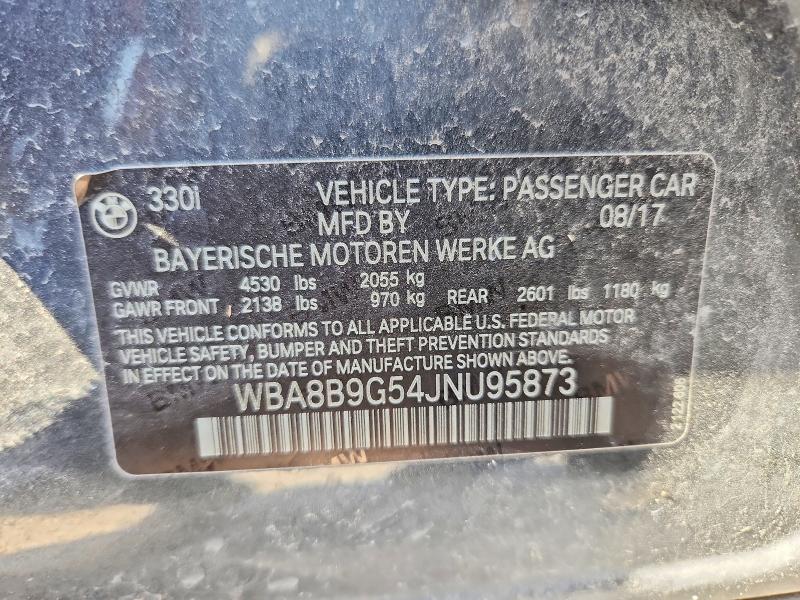 53762506 :رقم المزاد ، WBA8B9G54JNU95873 vin ، 2018 Bmw 330 مزاد بيع