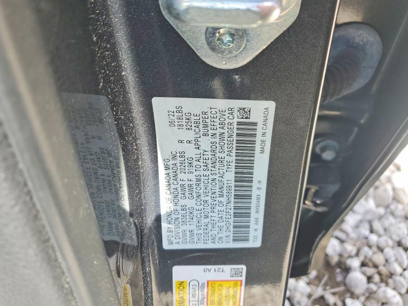 Aukcja sprzedaży 2022 Honda Civic, vin: 2HGFE2F27NH589911, numer aukcji: 53809046