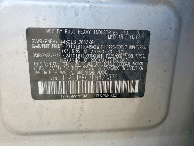 54236086 :رقم المزاد ، JF2SJAEC7EH423876 vin ، 2014 Subaru Forester مزاد بيع
