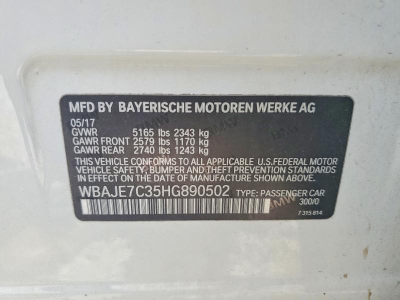 Продаж на аукціоні авто 2017 Bmw 540, vin: WBAJE7C35HG890502, номер лоту: 53367956