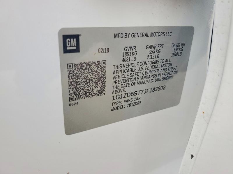 55432306 :رقم المزاد ، 1G1ZD5ST7JF183808 vin ، 2018 Chevrolet Malibu مزاد بيع