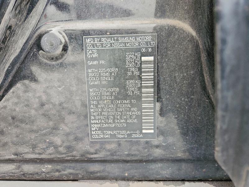 54452506 :رقم المزاد ، KNMAT2MVXGP710179 vin ، 2016 Nissan Rogue مزاد بيع