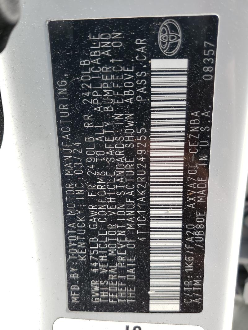 Продаж на аукціоні авто 2024 Toyota Camry, vin: 4T1C11AK2RU249255, номер лоту: 52546706
