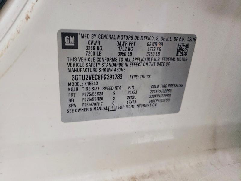 52066526 :رقم المزاد ، 3GTU2VEC8FG291783 vin ، 2015 Gmc Sierra مزاد بيع
