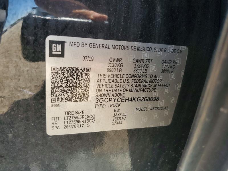 2019 Chevrolet Silverado მანქანა იყიდება აუქციონზე, vin: 3GCPYCEH4KG268698, აუქციონის ნომერი: 53524866
