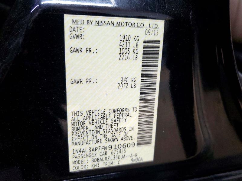 54848226 :رقم المزاد ، 1N4AL3AP7FN910609 vin ، 2015 Nissan Altima مزاد بيع