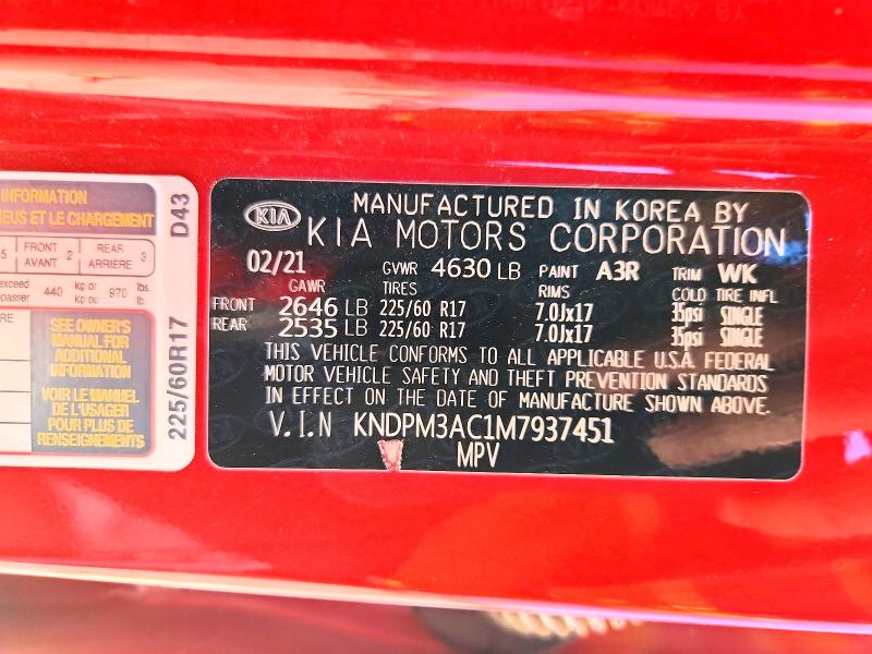 Aukcja sprzedaży 2021 Kia Sportage, vin: KNDPM3AC1M7937451, numer aukcji: 53940016