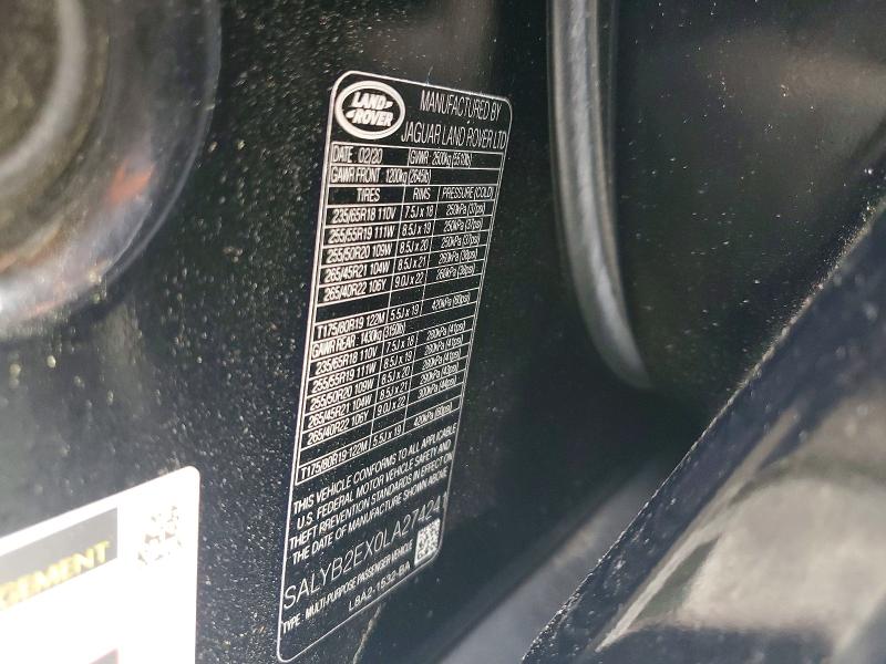 Продажа на аукционе авто 2020 Land Rover Range Rover, vin: SALYB2EX0LA274241, номер лота: 54686026
