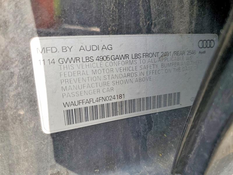 Продаж на аукціоні авто 2015 Audi A4, vin: WAUFFAFL4FN024181, номер лоту: 52380136