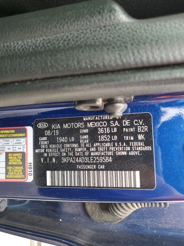 Продаж на аукціоні авто 2020 Kia Rio, vin: 3KPA24AD3LE259584, номер лоту: 53964056