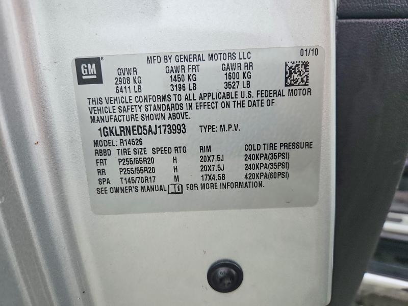 2010 Gmc Acadia მანქანა იყიდება აუქციონზე, vin: 1GKLRNED5AJ173993, აუქციონის ნომერი: 54868266