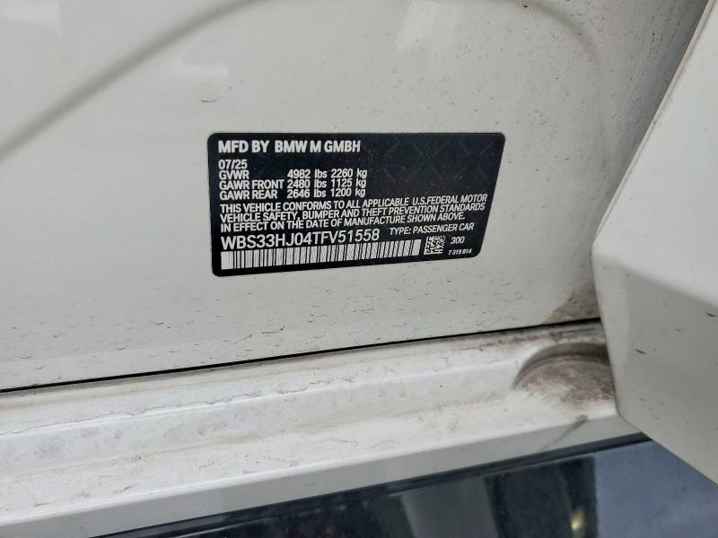 55062826 :رقم المزاد ، WBS33HJ04TFV51558 vin ، 2026 Bmw M3 مزاد بيع