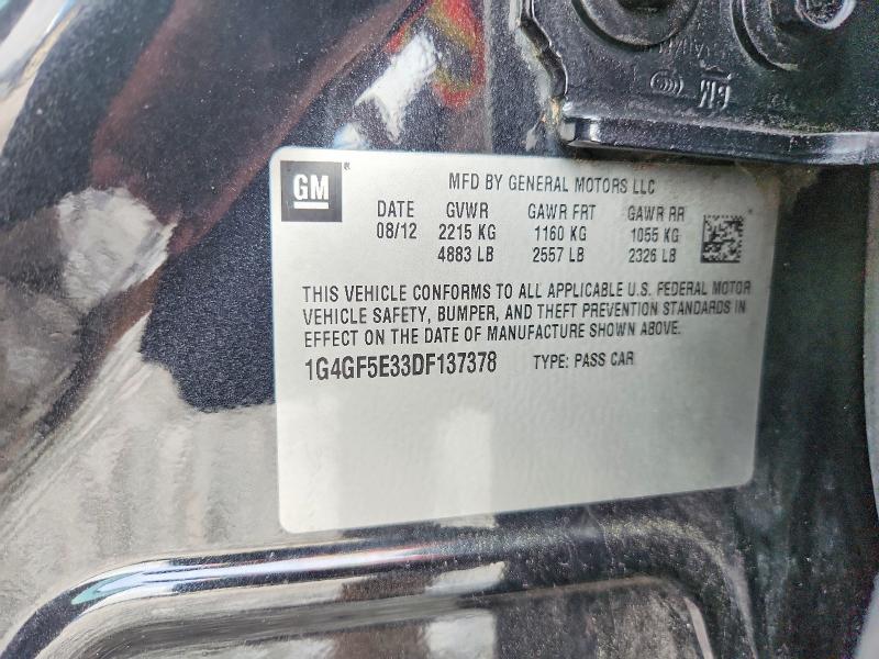2013 Buick Lacrosse 4d მანქანა იყიდება აუქციონზე, vin: 1G4GF5E33DF137378, აუქციონის ნომერი: 55248526