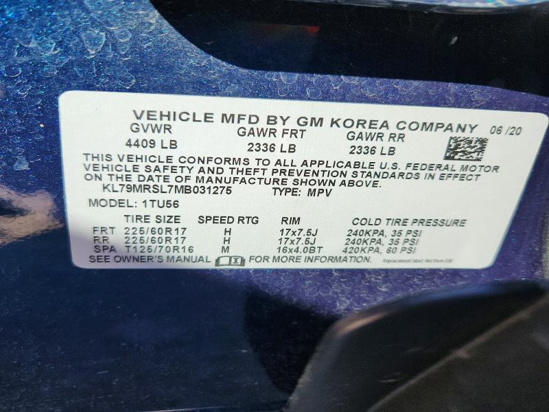 Продаж на аукціоні авто 2021 Chevrolet Trailblazer, vin: KL79MRSL7MB031275, номер лоту: 53228346