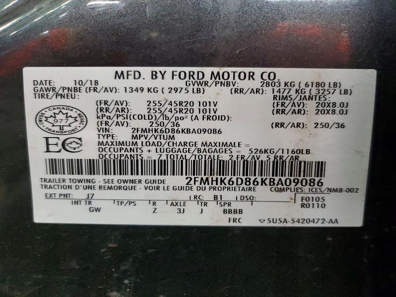 Aukcja sprzedaży 2019 Ford Flex, vin: 2FMHK6D86KBA09086, numer aukcji: 53019716