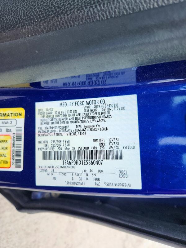 2014 Ford Fusion მანქანა იყიდება აუქციონზე, vin: 1FA6P0HD1E5360407, აუქციონის ნომერი: 53938936