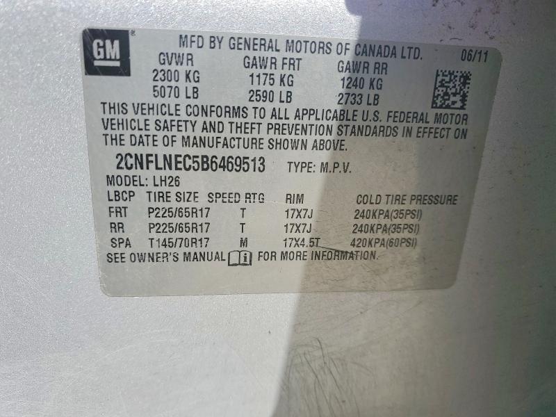 Aukcja sprzedaży 2011 Chevrolet Equinox, vin: 2CNFLNEC5B6469513, numer aukcji: 53454966