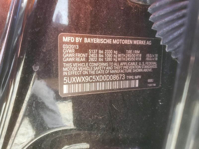 2013 Bmw X3 მანქანა იყიდება აუქციონზე, vin: 5UXWX9C5XD0D08673, აუქციონის ნომერი: 53417046