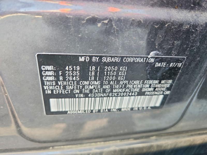 54233626 :رقم المزاد ، 4S3BNAF62K3002443 vin ، 2019 Subaru Legacy مزاد بيع
