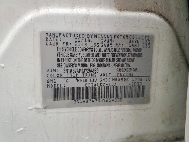 Aukcja sprzedaży 2018 Nissan Sentra, vin: 3N1AB7AP9JY254030, numer aukcji: 52506286