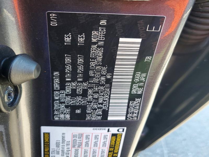 52094856 :رقم المزاد ، JTEZU5JR3K5204119 vin ، 2019 Toyota 4runner مزاد بيع