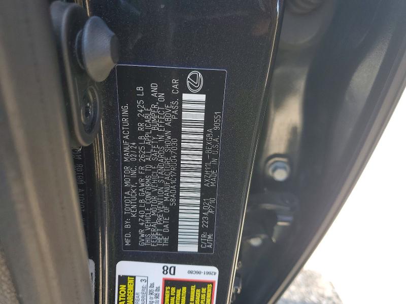2024 Lexus Es 300h მანქანა იყიდება აუქციონზე, vin: 58ADA1C17RU047030, აუქციონის ნომერი: 51038776