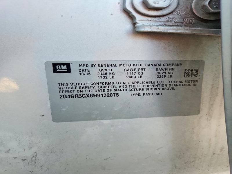 2017 Buick Regal მანქანა იყიდება აუქციონზე, vin: 2G4GR5GX6H9132875, აუქციონის ნომერი: 52193046