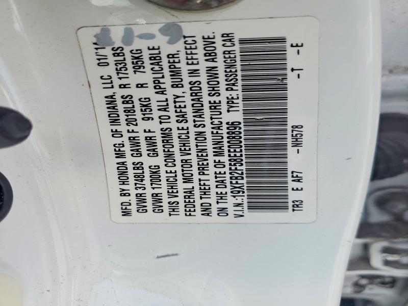 2014 Honda Civic მანქანა იყიდება აუქციონზე, vin: 19XFB2F58EE008896, აუქციონის ნომერი: 53670376