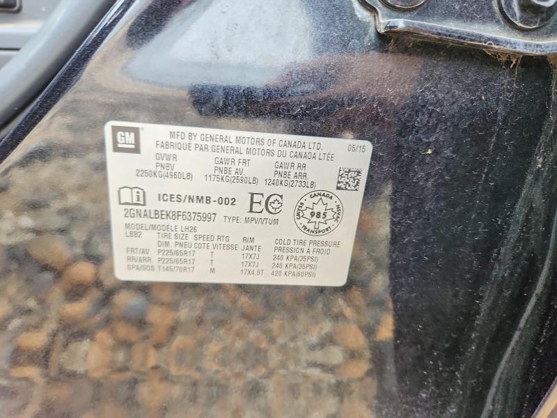 Aukcja sprzedaży 2015 Chevrolet Equinox, vin: 2GNALBEK8F6375997, numer aukcji: 54487396