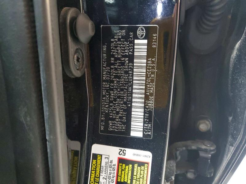 54393266 :رقم المزاد ، 4T1G11AK1LU948739 vin ، 2020 Toyota Camry مزاد بيع