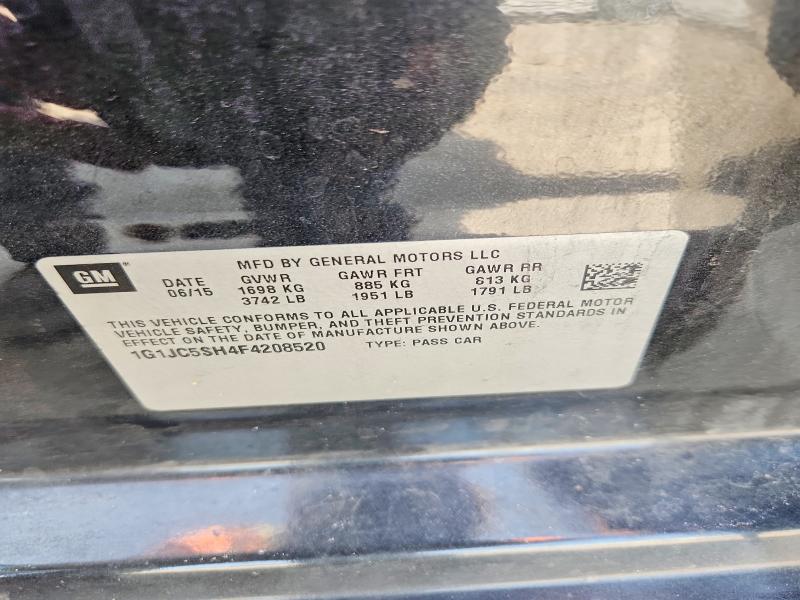 Aukcja sprzedaży 2015 Chev Sonic, vin: 1G1JC5SH4F4208520, numer aukcji: 51993426