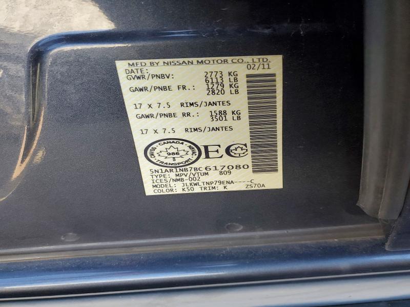 Aukcja sprzedaży 2011 Nissan Pathfinder, vin: 5N1AR1NB7BC617080, numer aukcji: 52683556