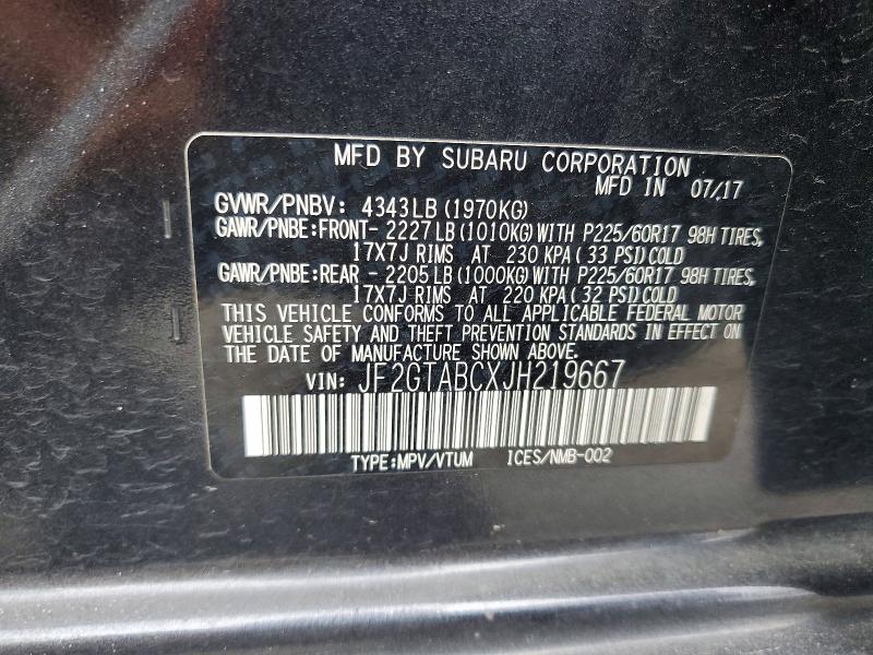 Продаж на аукціоні авто 2018 Subaru Crosstrek, vin: JF2GTABCXJH219667, номер лоту: 53347616