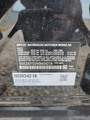 Продажа на аукционе авто 2022 Bmw X4, vin: 5UX33DT02N9M34218, номер лота: 55231316