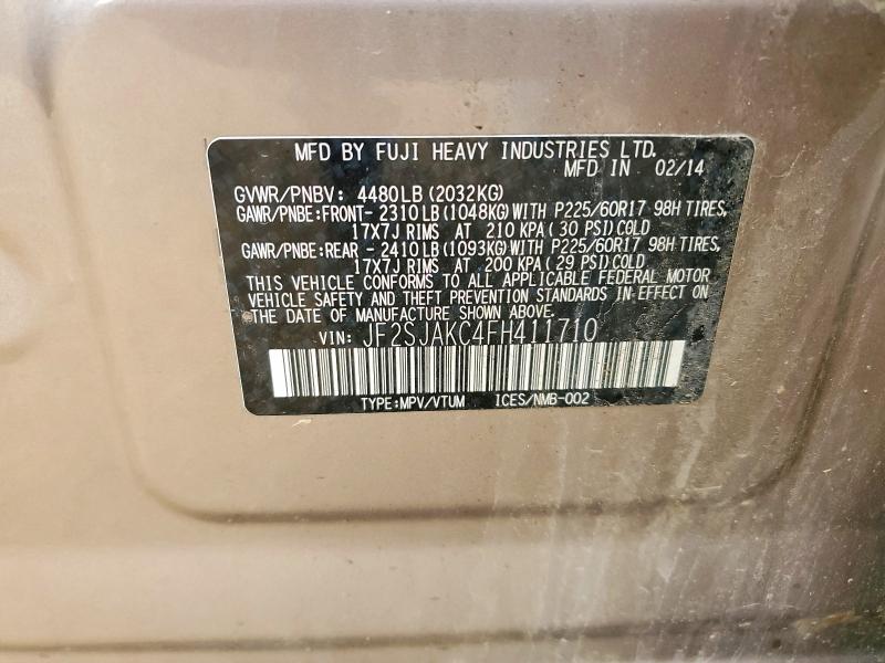Aukcja sprzedaży 2015 Subaru Forester, vin: JF2SJAKC4FH411710, numer aukcji: 54697756