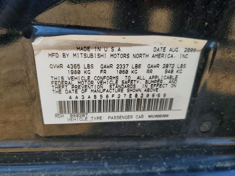 Aukcja sprzedaży 2007 Mitsubishi Galant, vin: 4A3AB56F27E020686, numer aukcji: 54547476