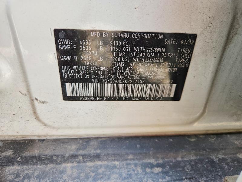 Aukcja sprzedaży 2019 Subaru Outback, vin: 4S4BSANCXK3297433, numer aukcji: 55247826
