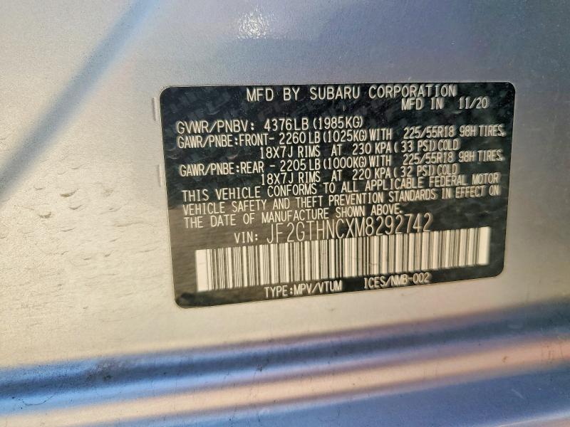 Aukcja sprzedaży 2021 Subaru Crosstrek, vin: JF2GTHNCXM8292742, numer aukcji: 53272616