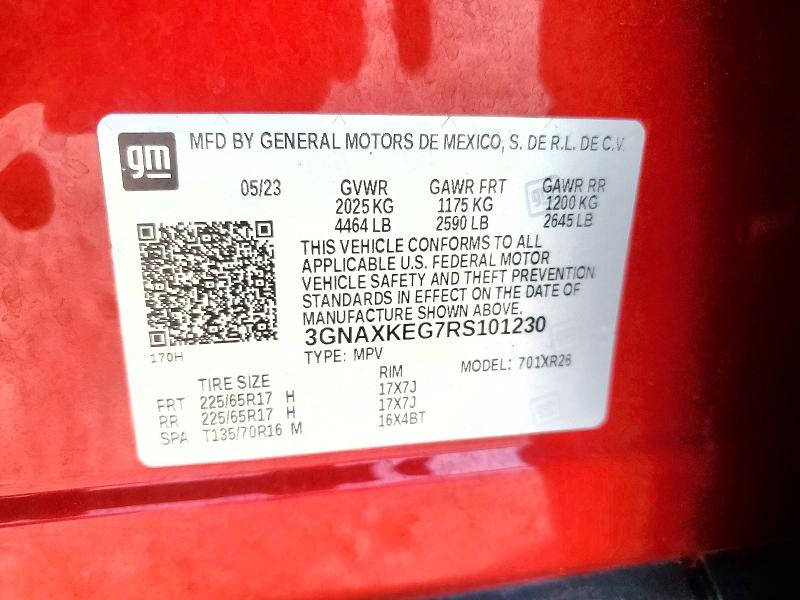 Продаж на аукціоні авто 2024 Chevrolet Equinox, vin: 3GNAXKEG7RS101230, номер лоту: 52653956