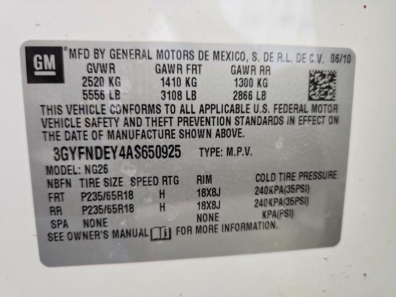 2010 Cadillac Srx მანქანა იყიდება აუქციონზე, vin: 3GYFNDEY4AS650925, აუქციონის ნომერი: 53452736