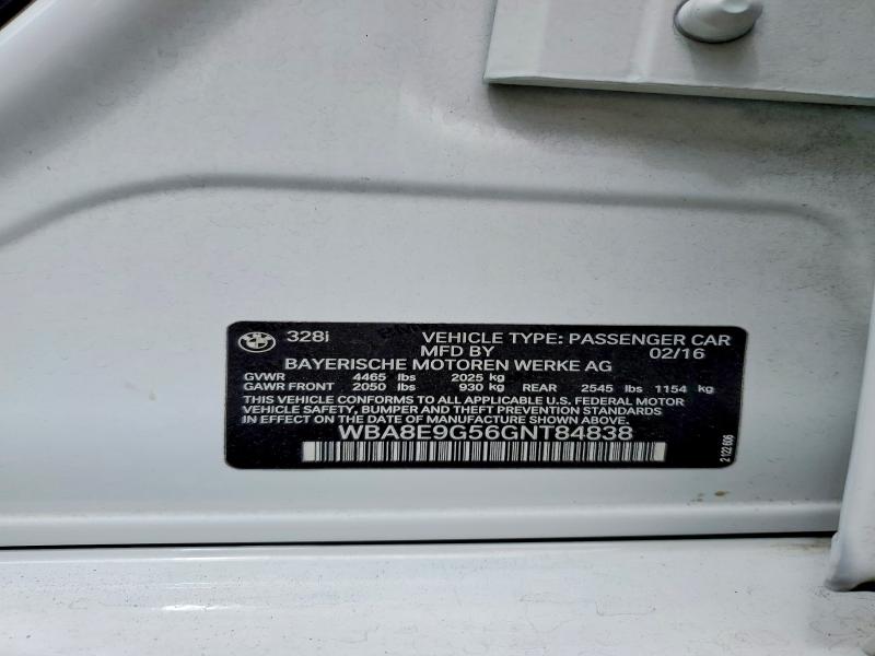 Продажа на аукционе авто 2016 Bmw 328, vin: WBA8E9G56GNT84838, номер лота: 55103026