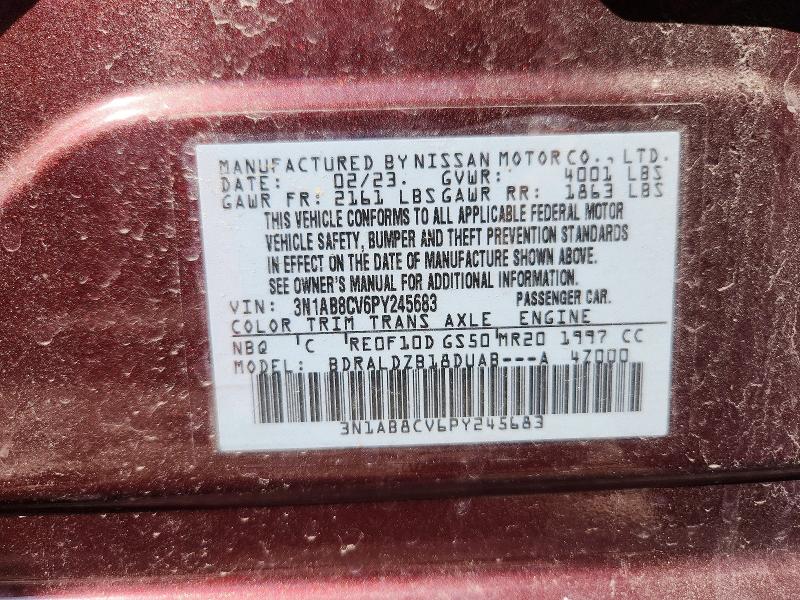 53480056 :رقم المزاد ، 3N1AB8CV6PY245683 vin ، 2023 Nissan Sentra مزاد بيع