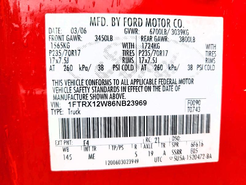 Aukcja sprzedaży 2006 Ford F150, vin: 1FTRX12W86NB23969, numer aukcji: 52391596