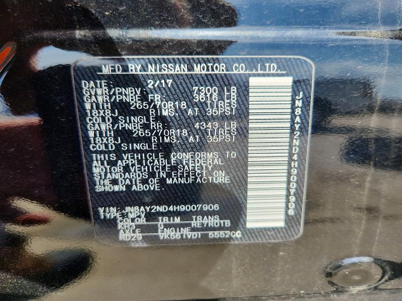 Aukcja sprzedaży 2017 Nissan Armada, vin: JN8AY2ND4H9007906, numer aukcji: 55044846