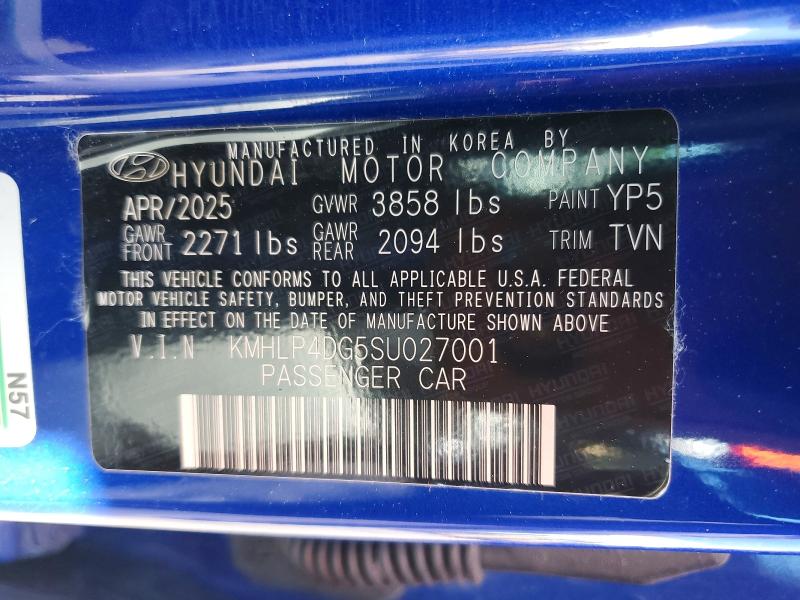 Продажа на аукционе авто 2025 Hyundai Elantra, vin: KMHLP4DG5SU027001, номер лота: 55028336
