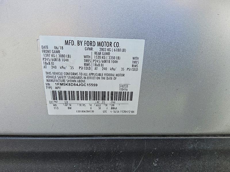 Продаж на аукціоні авто 2018 Ford Explorer, vin: 1FM5K8D84JGC15559, номер лоту: 52954396