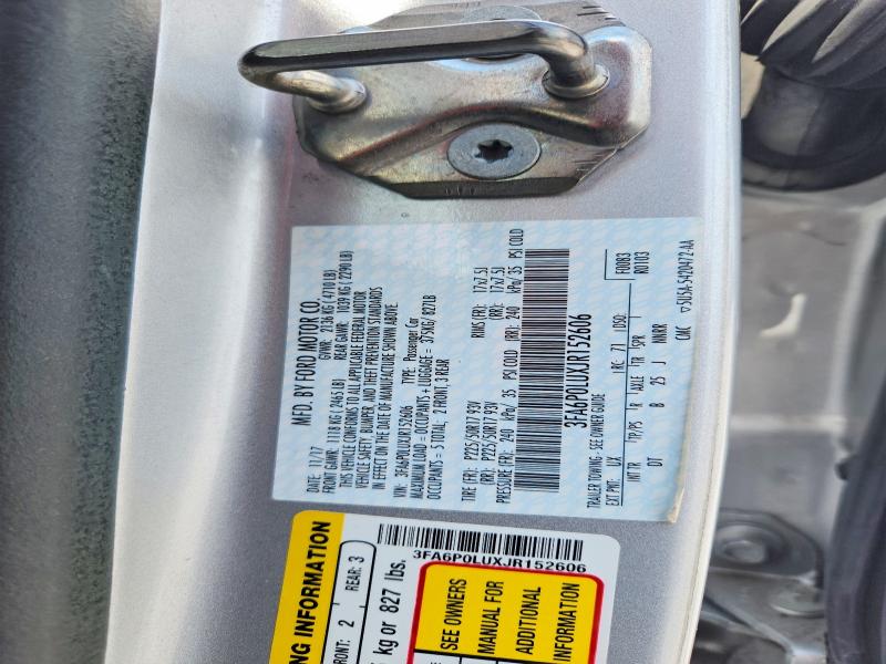 Aukcja sprzedaży 2018 Ford Fusion, vin: 3FA6P0LUXJR152606, numer aukcji: 51678176