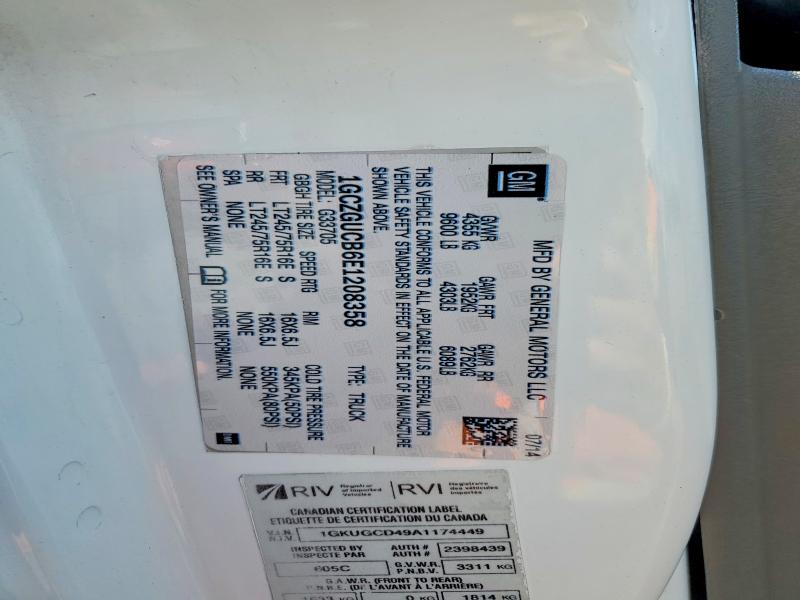 53689156 :رقم المزاد ، 1GCZGUCB6E1208358 vin ، 2014 Chevrolet Express G3500 مزاد بيع